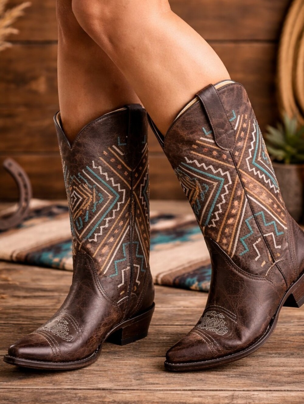 NWOT Roper Women's Neon Southwestern Sanded Western Boots size 6.5